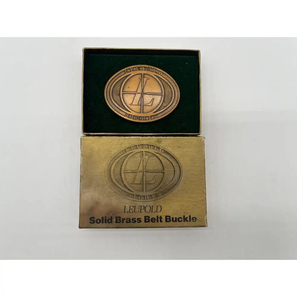 Vintage 80s Leupold Sights Solid Brass Western Wear Promotional Belt Buckle
